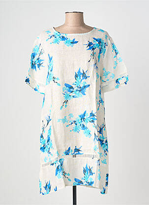 Robe courte manches courtes manches courtes bleu BLANC BOHEME femme
