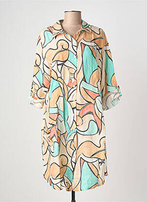 Robe courte manches courtes manches courtes orange BLANC BOHEME femme
