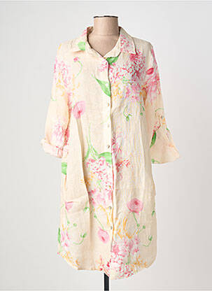 Robe courte manches 3/4 manches 3/4 rose BLANC BOHEME femme