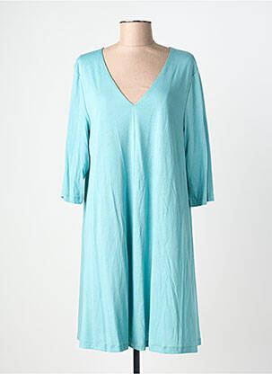 Robe courte manches 3/4 manches 3/4 bleu BLANC BOHEME femme