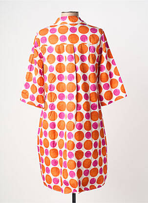 Robe courte manches 3/4 manches 3/4 orange BLANC BOHEME femme
