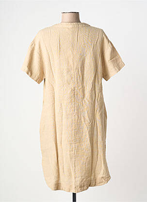 Robe courte manches courtes manches courtes beige BLANC BOHEME femme