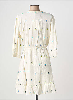 Robe courte manches 3/4 manches 3/4 beige BLANC BOHEME femme