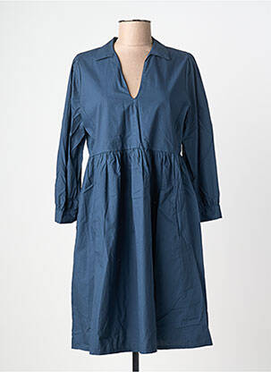 Robe mi-longue manches longues manches longues bleu BLANC BOHEME femme