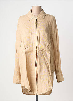 Tunique manches longues col chemisier beige BLANC BOHEME femme
