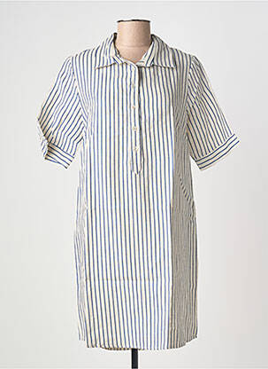 Robe courte manches courtes manches courtes bleu BLANC BOHEME femme