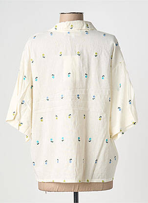 Blouse tissage popeline manches 3/4 beige BLANC BOHEME femme