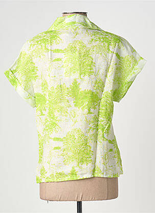 Chemisier tissage crêpe manches courtes vert BLANC BOHEME femme