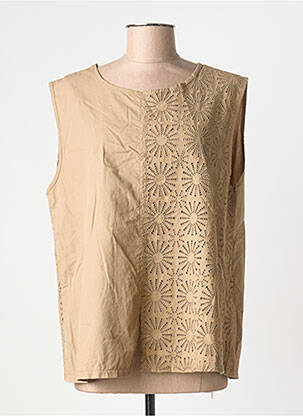 Top stretch sans manche marron BLANC BOHEME femme