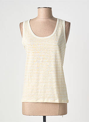 Débardeur stretch sans manche jaune BLANC BOHEME femme