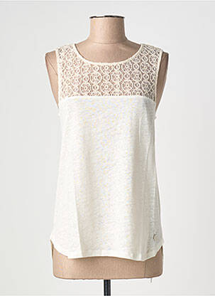 Top tissage jersey sans manche beige BLANC BOHEME femme