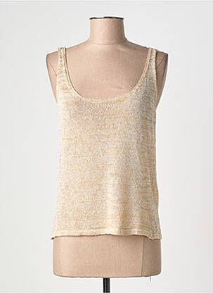 Top coupe fluide fines bretelles or BLANC BOHEME femme