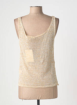 Top coupe fluide fines bretelles or BLANC BOHEME femme