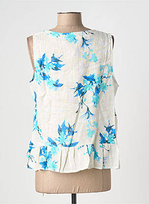 Top sans manche sans manche bleu BLANC BOHEME femme