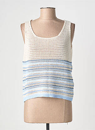 Top coupe cintrée sans manche beige BLANC BOHEME femme