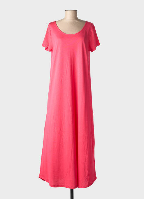 Robe longue manches courtes manches courtes rose BLANC BOHEME femme