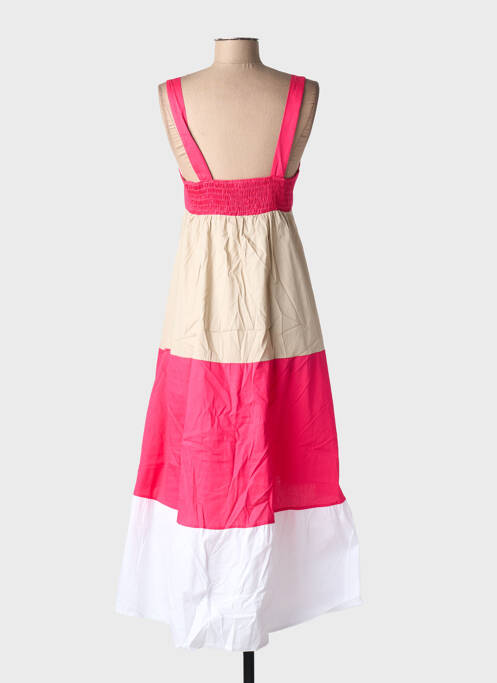 Robe longue coupe évasée fines bretelles rose BLANC BOHEME femme
