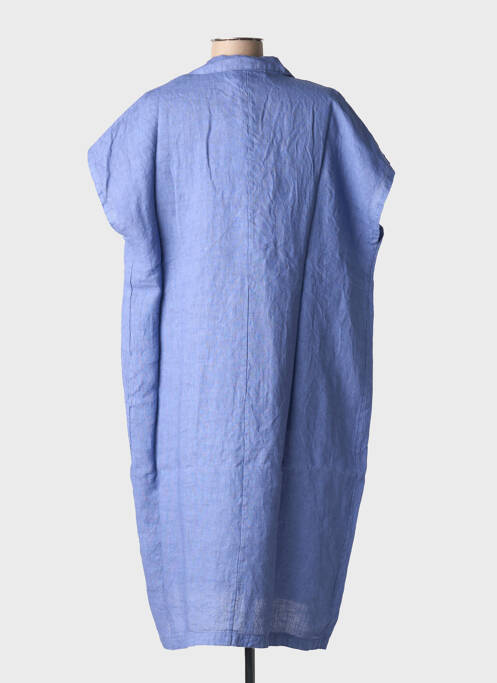 Robe mi-longue tissage crêpe manches courtes violet BLANC BOHEME femme