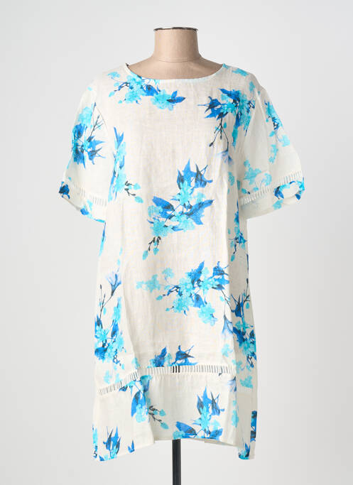 Robe courte manches courtes manches courtes bleu BLANC BOHEME femme