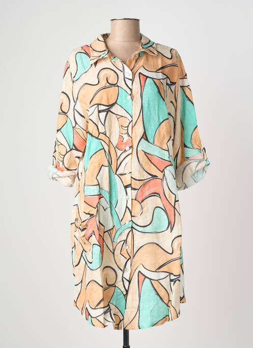 Robe courte manches courtes manches courtes orange BLANC BOHEME femme
