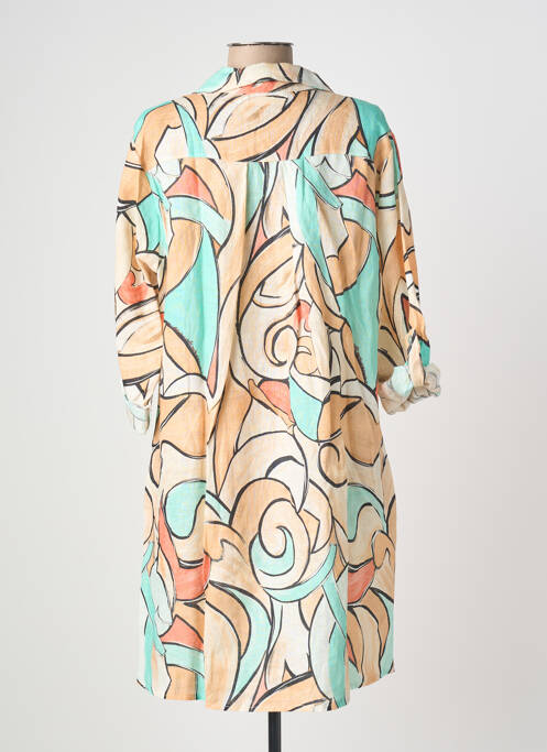 Robe courte manches courtes manches courtes orange BLANC BOHEME femme