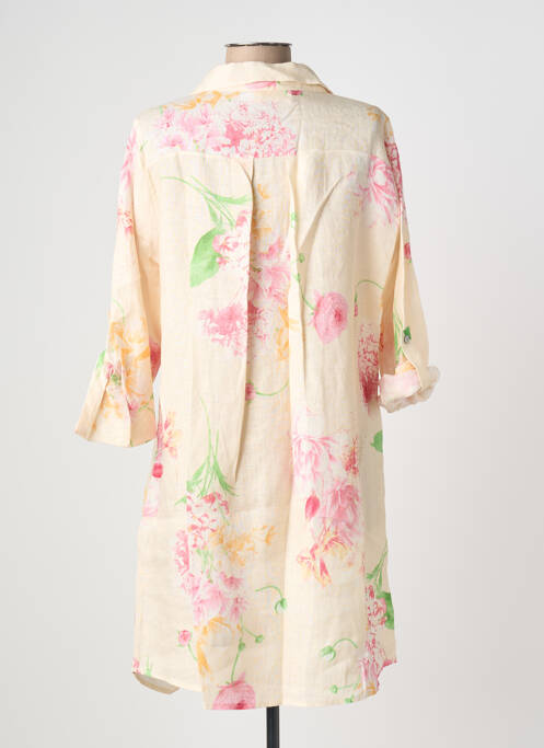 Robe courte manches 3/4 manches 3/4 rose BLANC BOHEME femme