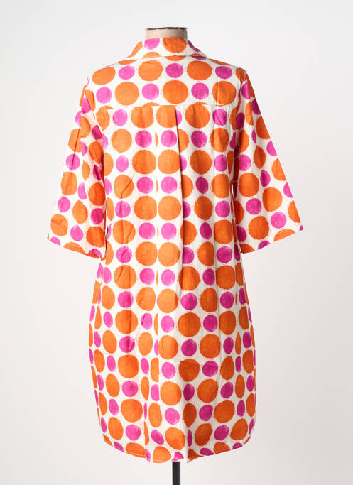 Robe courte manches 3/4 manches 3/4 orange BLANC BOHEME femme