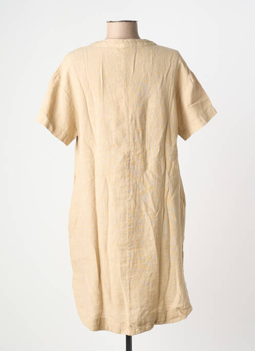 Robe courte manches courtes manches courtes beige BLANC BOHEME femme