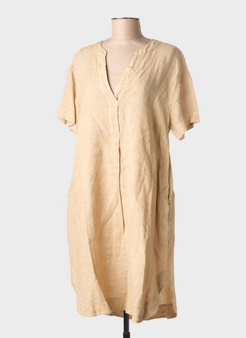 Robe courte manches courtes manches courtes beige BLANC BOHEME femme