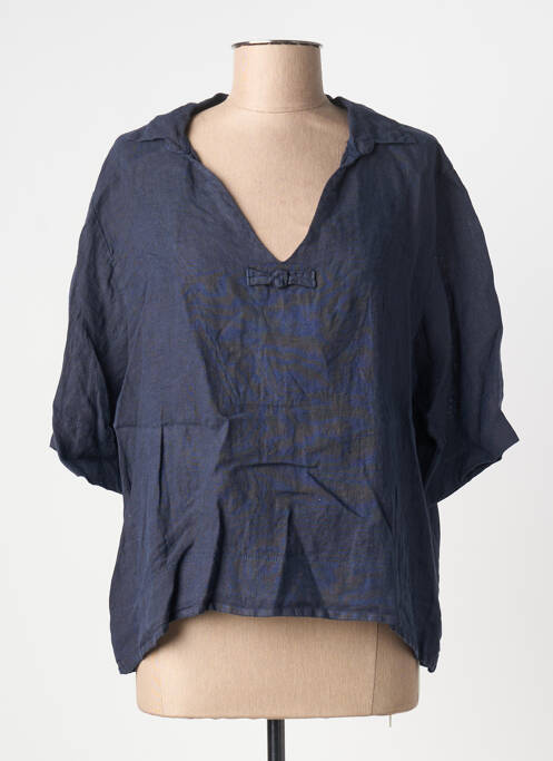 Blouse manches 3/4 manches 3/4 bleu BLANC BOHEME femme