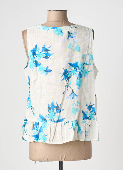 Top sans manche sans manche bleu BLANC BOHEME femme