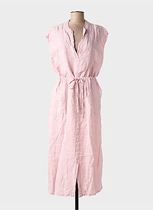 Robe longue tissage crêpe sans manche rose BLANC BOHEME femme