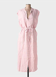 Robe longue tissage crêpe sans manche rose BLANC BOHEME femme
