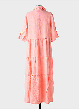 Robe longue manches courtes manches courtes rose BLANC BOHEME femme