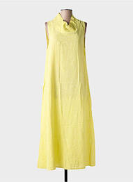 Robe longue tissage crêpe sans manche jaune BLANC BOHEME femme