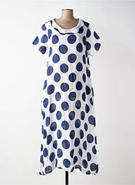 Robe longue manches courtes manches courtes bleu BLANC BOHEME femme
