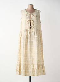 Robe longue coupe évasée sans manche beige BLANC BOHEME femme