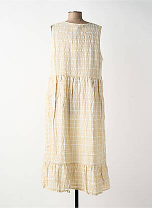 Robe longue coupe évasée sans manche beige BLANC BOHEME femme