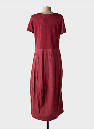 Robe mi-longue manches courtes manches courtes rouge BLANC BOHEME femme