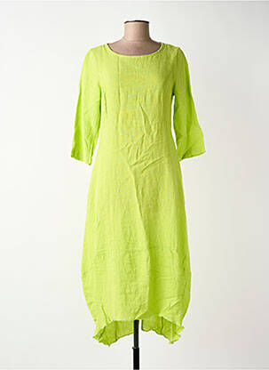 Robe longue manches courtes manches courtes vert BLANC BOHEME femme