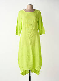 Robe longue manches courtes manches courtes vert BLANC BOHEME femme