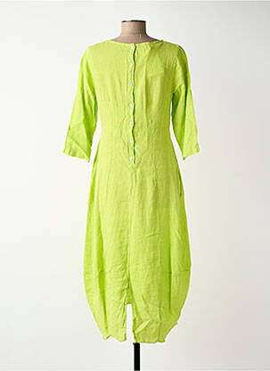 Robe longue manches courtes manches courtes vert BLANC BOHEME femme
