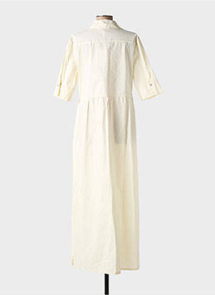 Robe longue manches courtes manches courtes beige BLANC BOHEME femme
