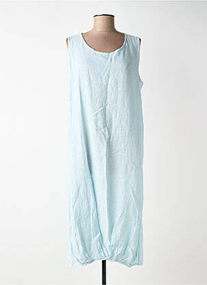 Robe mi-longue sans manche sans manche bleu BLANC BOHEME femme