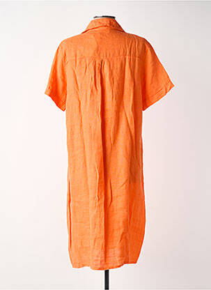 Robe mi-longue tissage crêpe manches courtes orange BLANC BOHEME femme