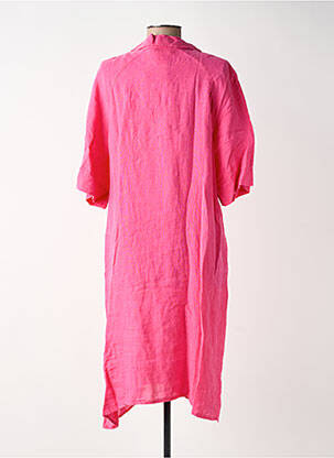 Robe mi-longue manches 3/4 manches 3/4 rose BLANC BOHEME femme