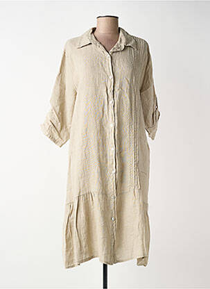 Robe mi-longue manches 3/4 manches 3/4 beige BLANC BOHEME femme