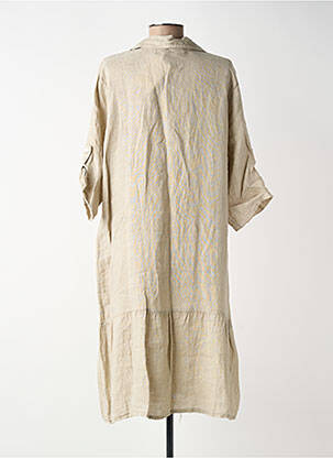 Robe mi-longue manches 3/4 manches 3/4 beige BLANC BOHEME femme