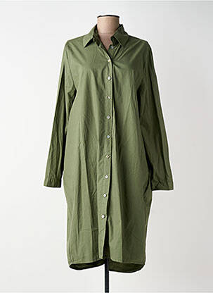 Robe mi-longue manches longues manches longues vert BLANC BOHEME femme