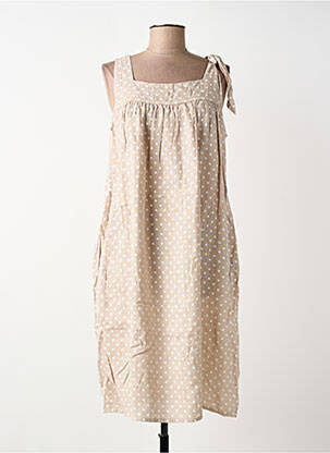 Robe mi-longue sans manche sans manche beige BLANC BOHEME femme